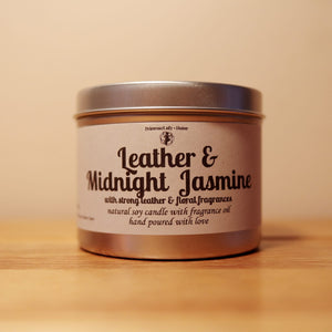 Leather & Midnight Jasmine: Luxury Natural Soy Candle