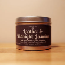 Load image into Gallery viewer, Leather &amp; Midnight Jasmine: Luxury Natural Soy Candle
